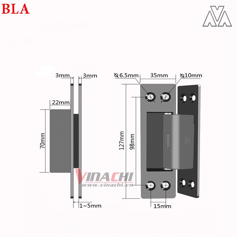 Bản lề cửa âm gỗ SUS 304